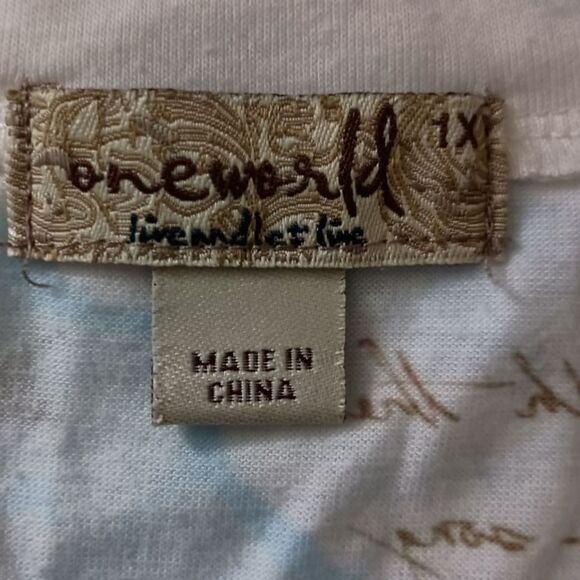 One World Graphic Tunic Top 1X Milan Artsy Plus Size Bling Asymmetric Sublimated - Picture 9 of 16